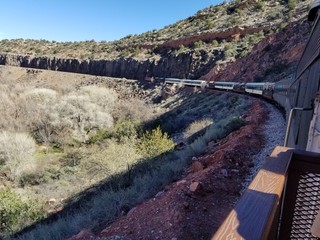 train in desert mountains