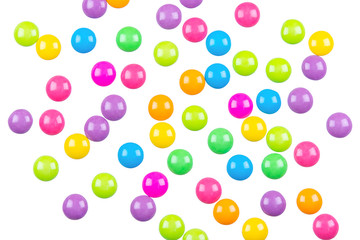 Colorful chocolate coated candy isolated on white background with clipping path.