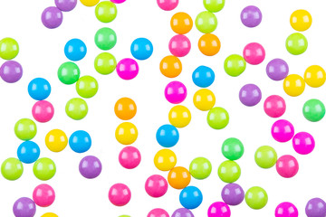 Colorful chocolate coated candy isolated on white background with clipping path.