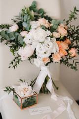 elegant wedding bouquet of fresh natural flowers