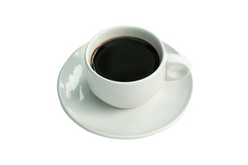 Obraz na płótnie Canvas White cup of black coffee isolated on white with clipping path.