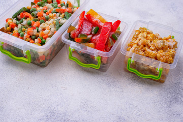 Set of various frozen vegetables