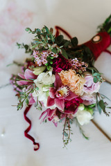 elegant wedding bouquet of fresh natural flowers
