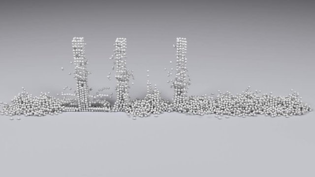 STRESS - 3D Text. Fall down of little spheres. A number of 4836 little spheres are accurately inserted into the mosaic