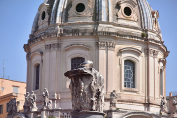 Rome, Italy - June 2019 -  One of the most famous landmarks in the world - Roman Forum. Travel Series - Italy. View above downtown of Rome, Italy.