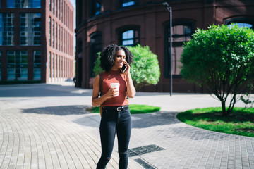 Black woman making call on cellphone