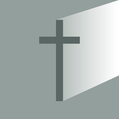 A simple cross on a gray background with incident light.