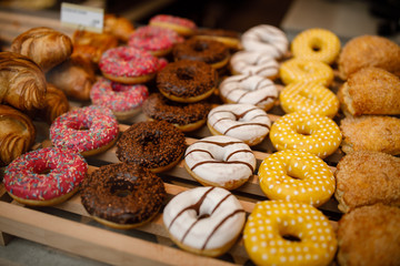 colorful sweet tasty donuts 