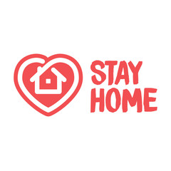 Stay home badge design with house and heart combined icons. Healthcare in coronavirus cuarantine times.