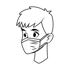 young man using face mask character