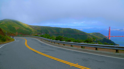 Scenic route at the Golden Gate Bridge in San Francisco Marin Headlands - SAN FRANCISCO, CALIFORNIA...