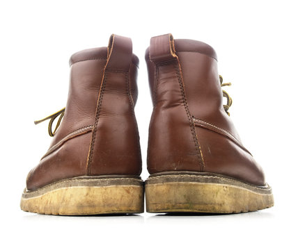 Isolated Brown Construction Work Boots