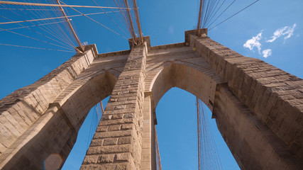 Obraz premium Ancient Brooklyn Bridge in New York - famous landmark