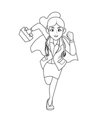 super female doctor runing with medical kit