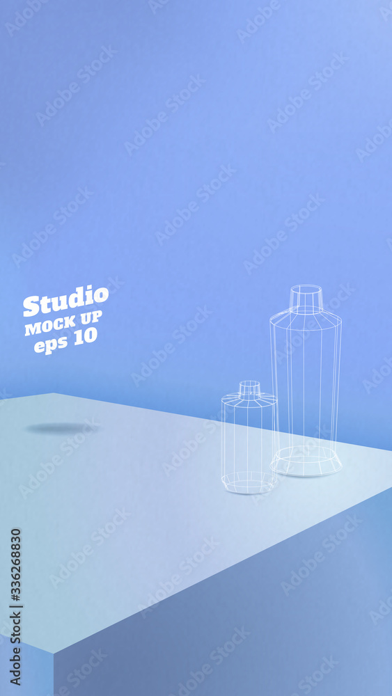 Leinwandbilder studio table background.vector,pastel blue gradient product display block wall.mockup for display of