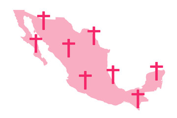 Feminicidios de Mujeres Mapa de México - obrazy, fototapety, plakaty