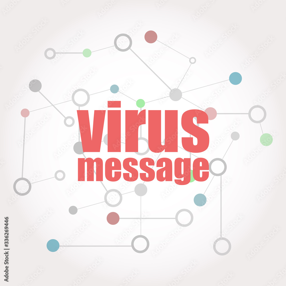Aufkleber text virus message. internet concept . connected lines with dots.