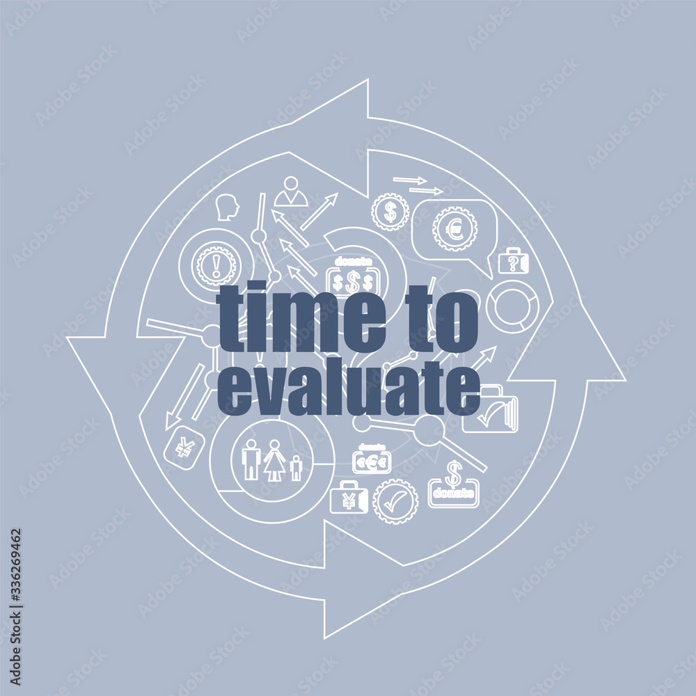 Aufkleber text time to evaluate. business concept . icon and button set