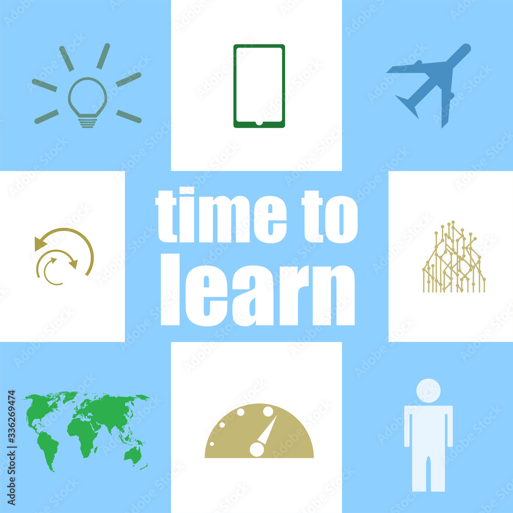 Poster text time to learn. education concept . infographic elements. icon set