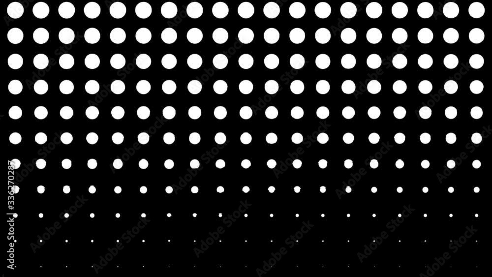 Poster dynamic black and white composition with dots scaling. retro and vintage pattern animation