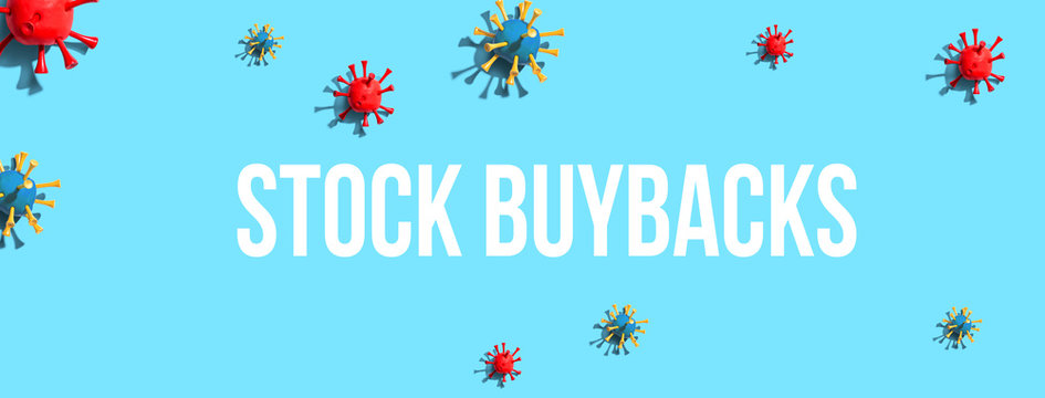 Stock Buybacks theme with virus craft objects - flat lay