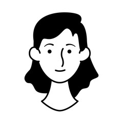 young woman head character icon