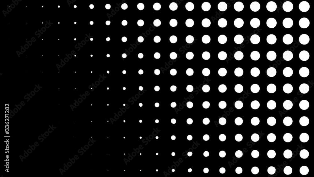 Poster dynamic black and white composition with dots scaling. retro and vintage pattern animation