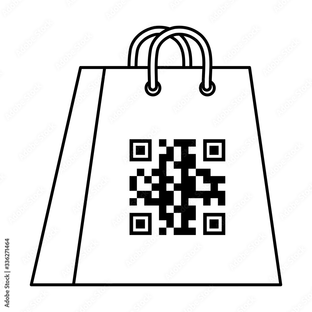 Poster qr code over bag design of technology scan information business price communication barcode digital 