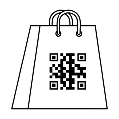 qr code over bag design of technology scan information business price communication barcode digital and data theme Vector illustration