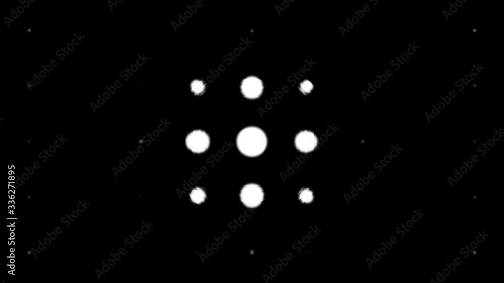 Poster dynamic black and white composition with blurred dots scaling. retro and vintage pattern animation