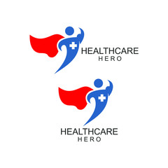 Health care with superhero mascot logo design