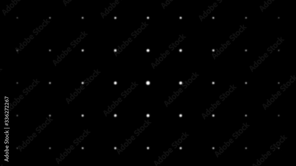 Poster dynamic black and white composition with blurred dots scaling. retro and vintage pattern animation