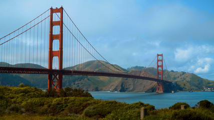 Amazing view over Golden Gate Bridge and the hill of San Francisco