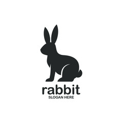 Rabbit silhouette logo design vector