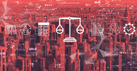 Legal advice service concept with the New York City skyline