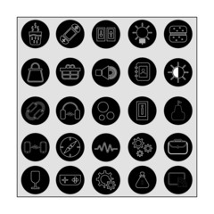 Set of flat icons, for web, internet, mobile apps, interface design: business, finance, shopping, communication, computer, media, device