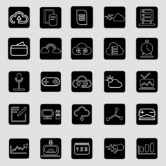 Set of flat icons, for web, internet, mobile apps, interface design: business, finance, shopping, communication, computer, media, device