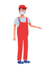 supermarket worker with face mask