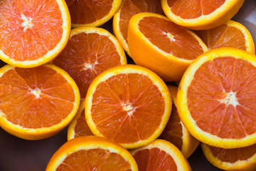 Close Up of Fresh Oranges on wooden background