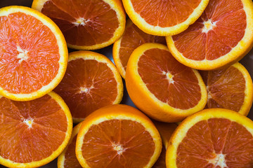 Close Up of Fresh Oranges on wooden background