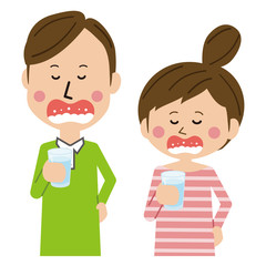 うがいするポップな男女