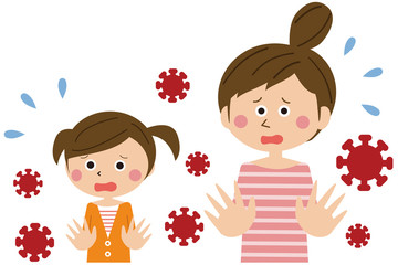 ウィルスを怖がる親子