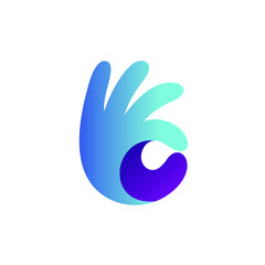 Hand ok pose illustration icon and logo design