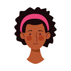 afro young woman head character icon