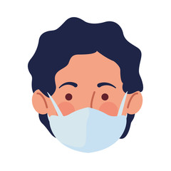 man using face mask head character