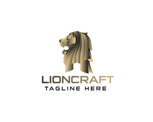 Professional  lion sculpture  sculpt  chisel, gouge  erode and boast logo design template