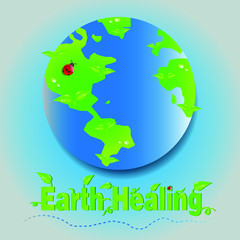 Earth Healing Concept with Leaves and Ladybug, Earth Day, Art & Illustration