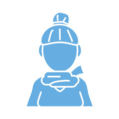 young woman with scarf line style icon