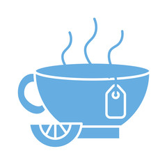 tea cup with lemon line style icon