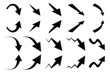 上昇　下降　矢印　セット　黒